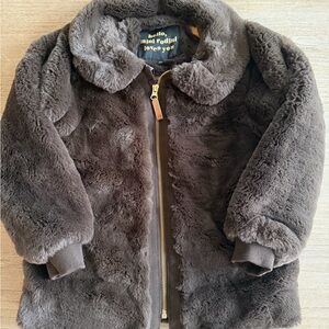 Mini Rodini Dark Brown Faux Fur Kids Jacket